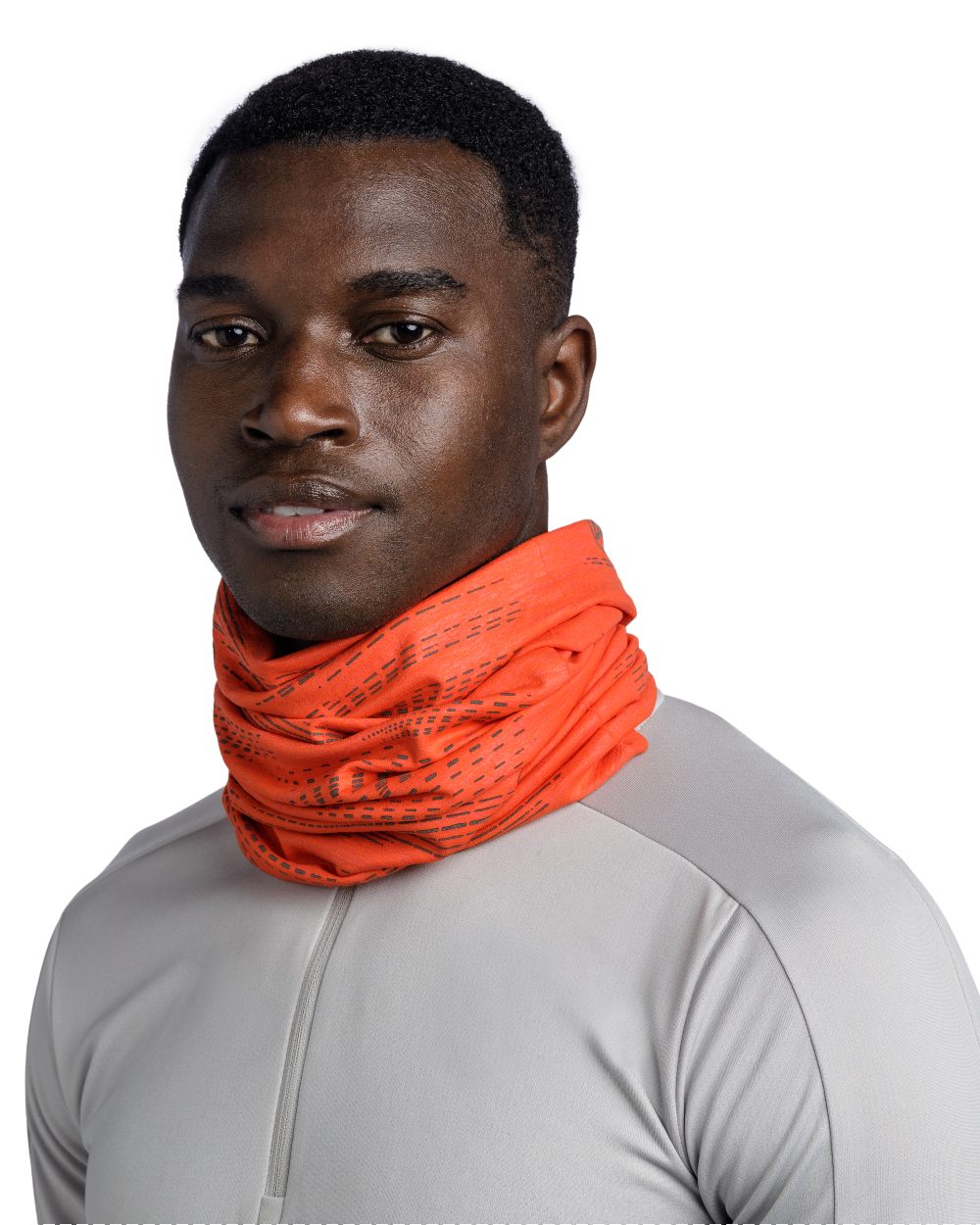 Orange Red Coloured Buff DryFlx Neck Gaiter on white background 