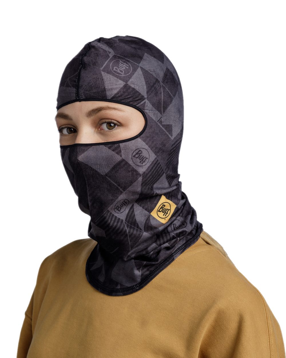 Graphite Coloured Buff Ecostretch Balaclava on white background 