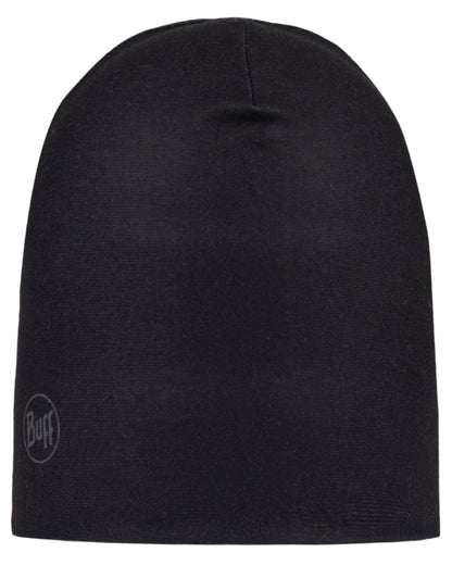 Black Coloured Buff Ecostretch Beanie on white background 