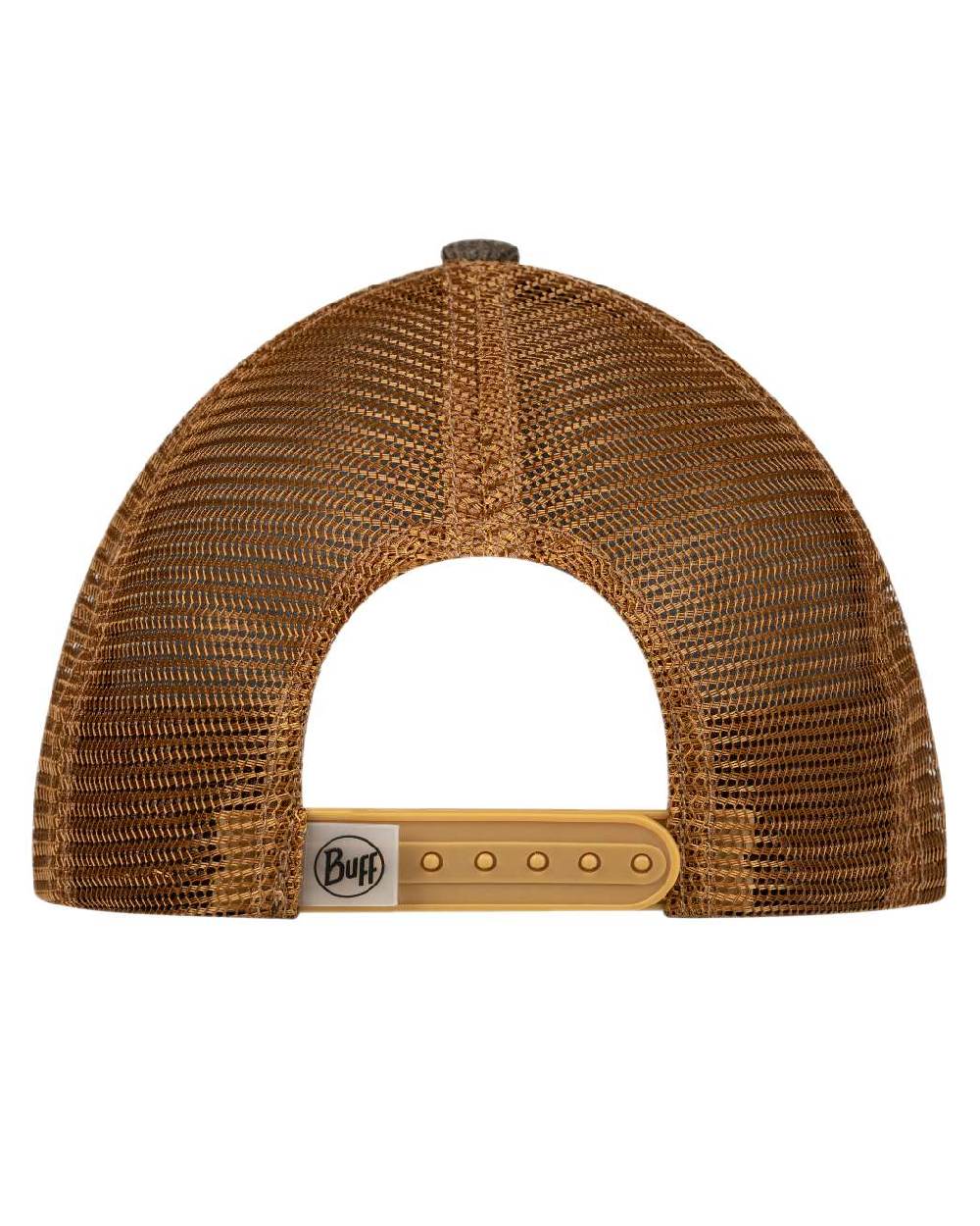 Brown Coloured Buff Explore Trucker Cap on white background 