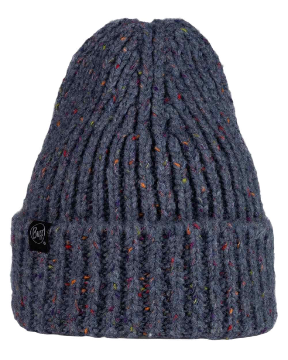 Water Coloured Buff Kim Knitted Fleece Beanie on white background 