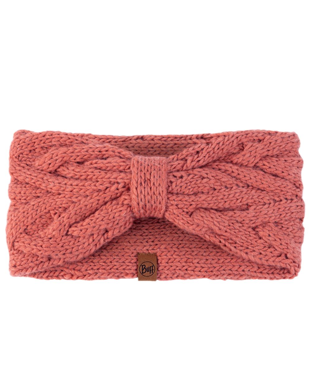 Crimson Red Coloured Buff Caryn Knitted Headband on white background 