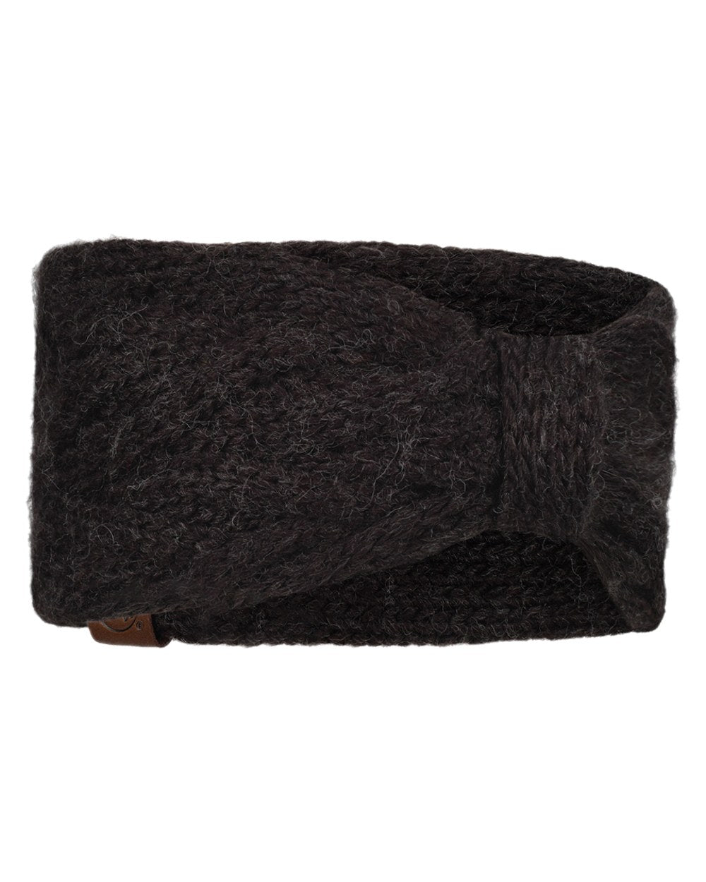 Graphite Coloured Buff Caryn Knitted Headband on white background 