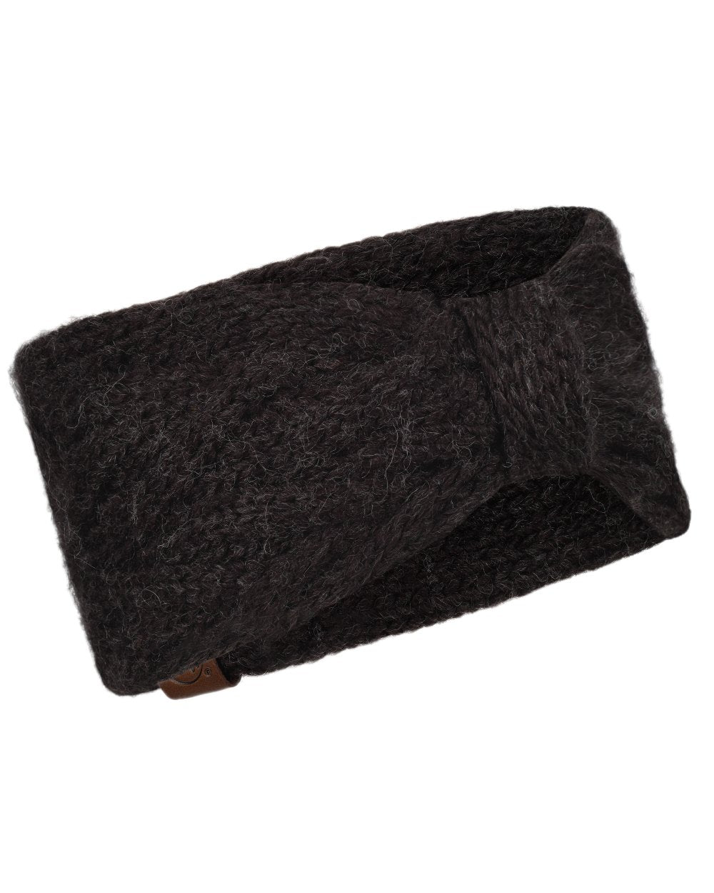 Graphite Coloured Buff Caryn Knitted Headband on white background 