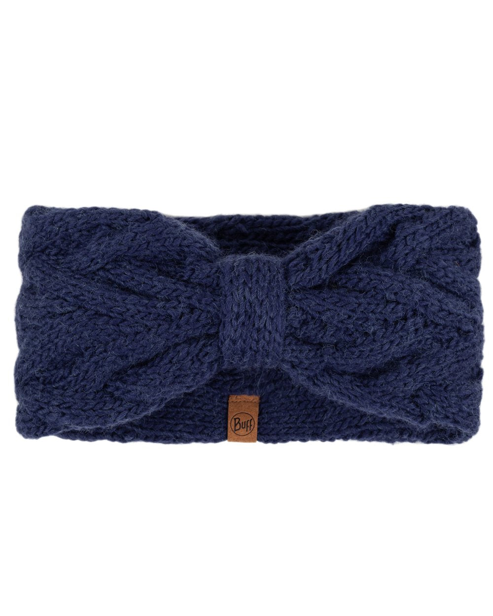 Midnight Coloured Buff Caryn Knitted Headband on white background 