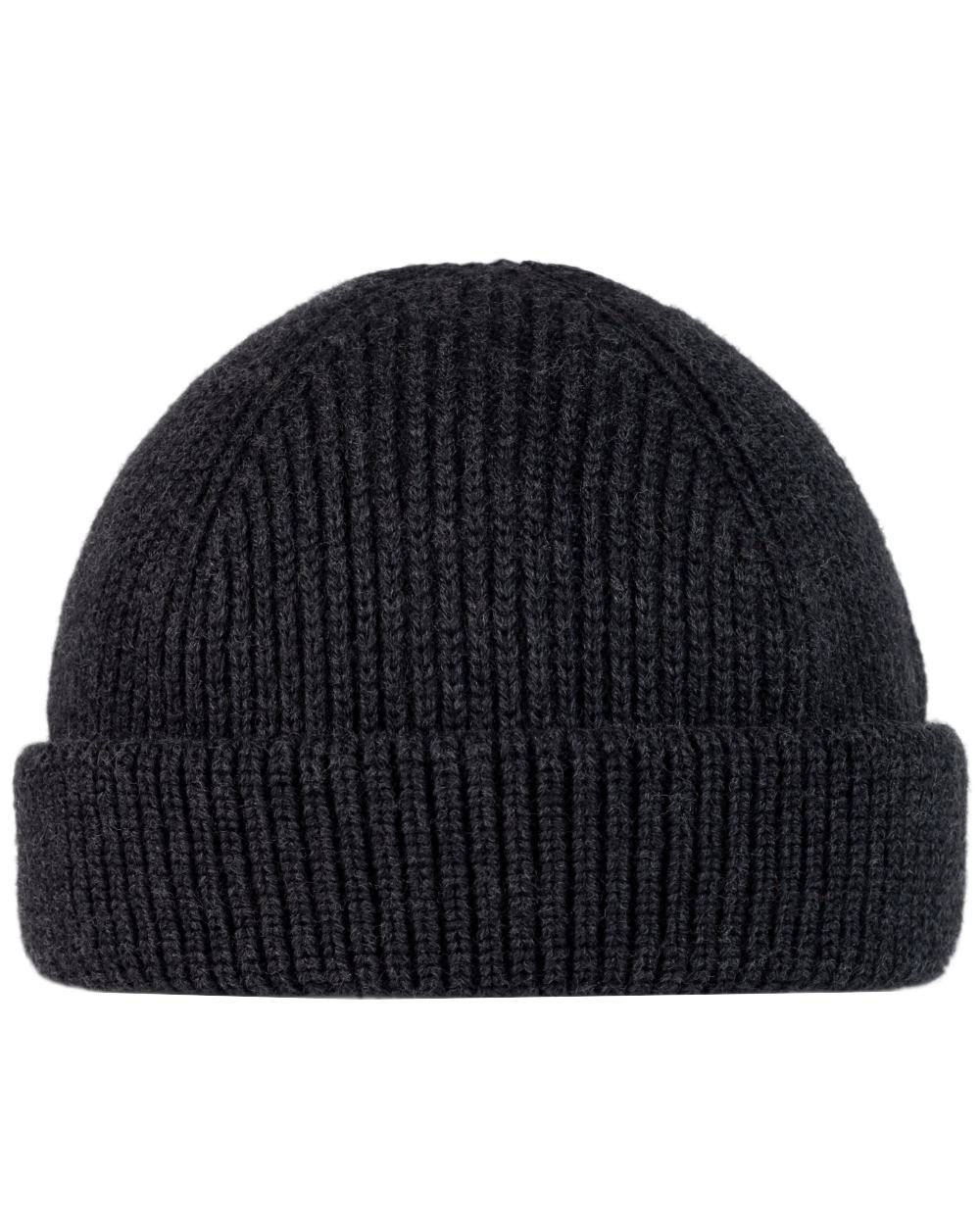 Graphite Coloured Buff Knitted Ervin Beanie on white background 