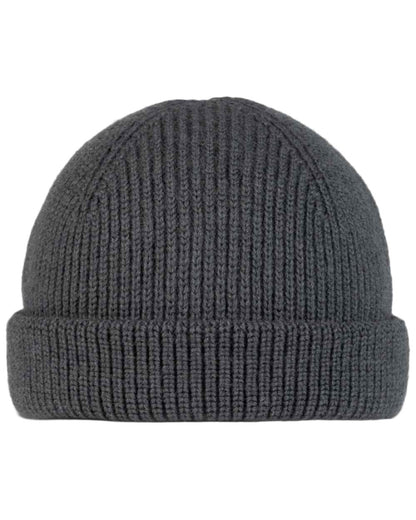 Grey Coloured Buff Knitted Ervin Beanie on white background 