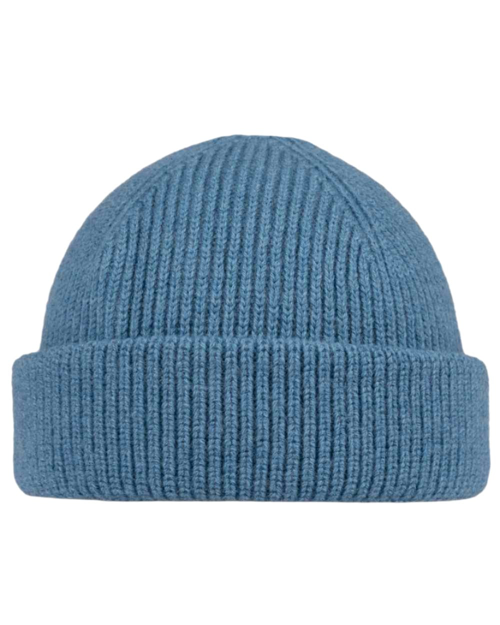 Water Coloured Buff Knitted Ervin Beanie on white background 