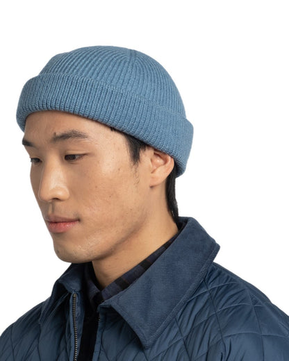 Water Coloured Buff Knitted Ervin Beanie on white background 