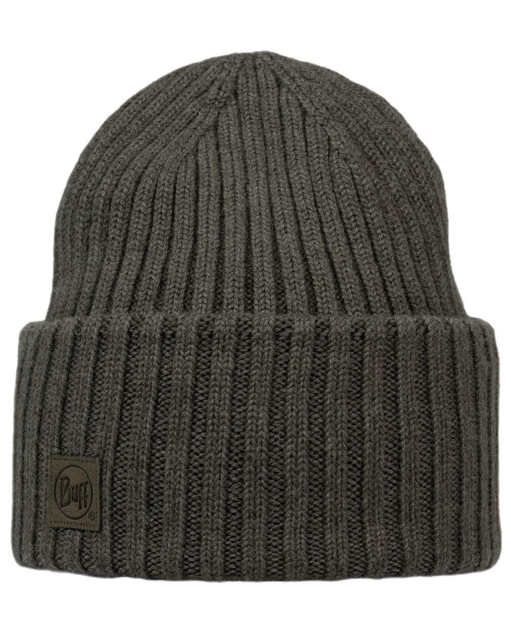 Bark Coloured Buff Knitted Erviny Beanie on white background 