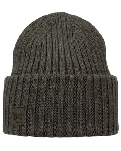 Bark Coloured Buff Knitted Erviny Beanie on white background 