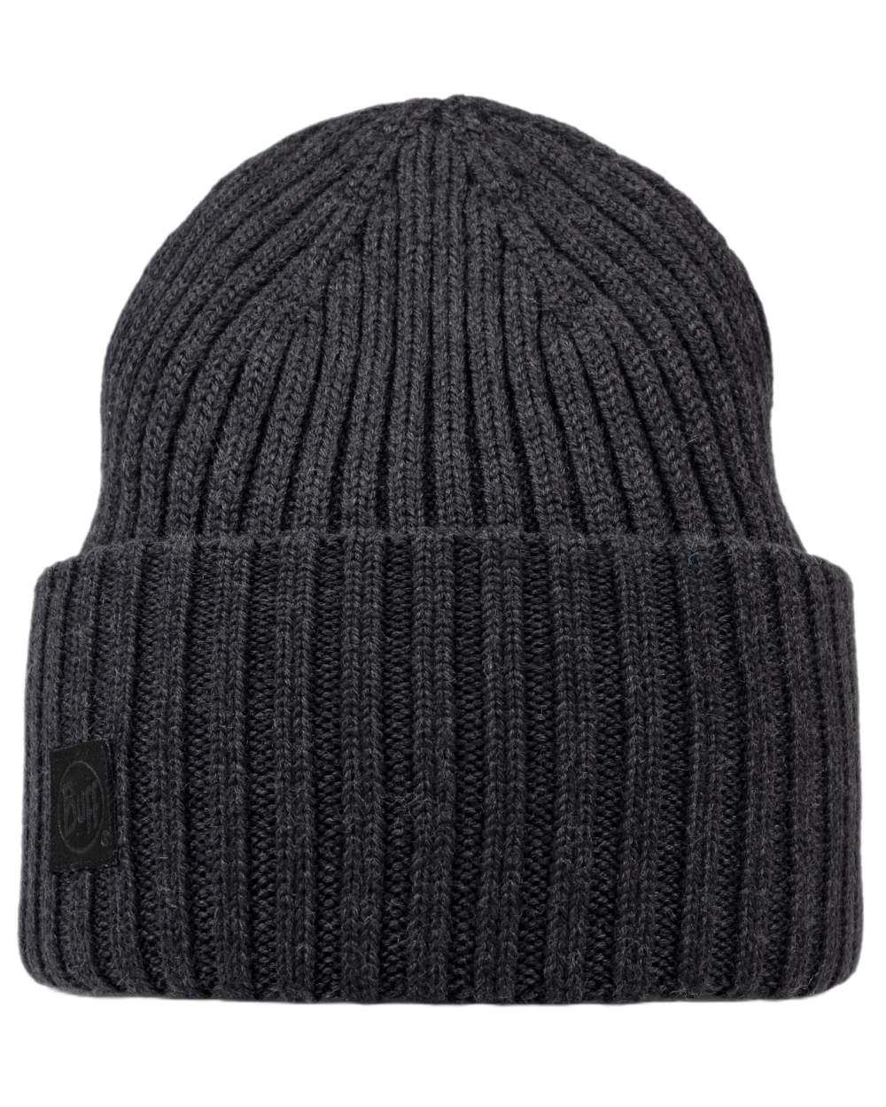 Graphite Coloured Buff Knitted Erviny Beanie on white background 