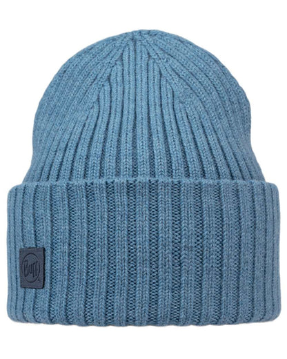 Water Coloured Buff Knitted Erviny Beanie on white background 