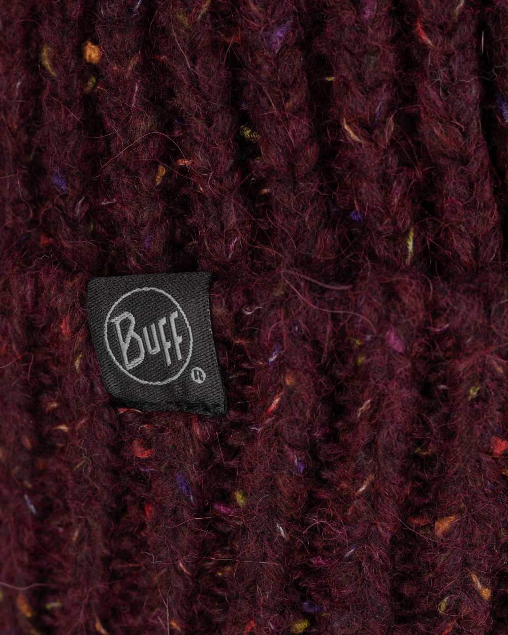 Dahlia Coloured Buff Kim Knitted Fleece Beanie on white background 