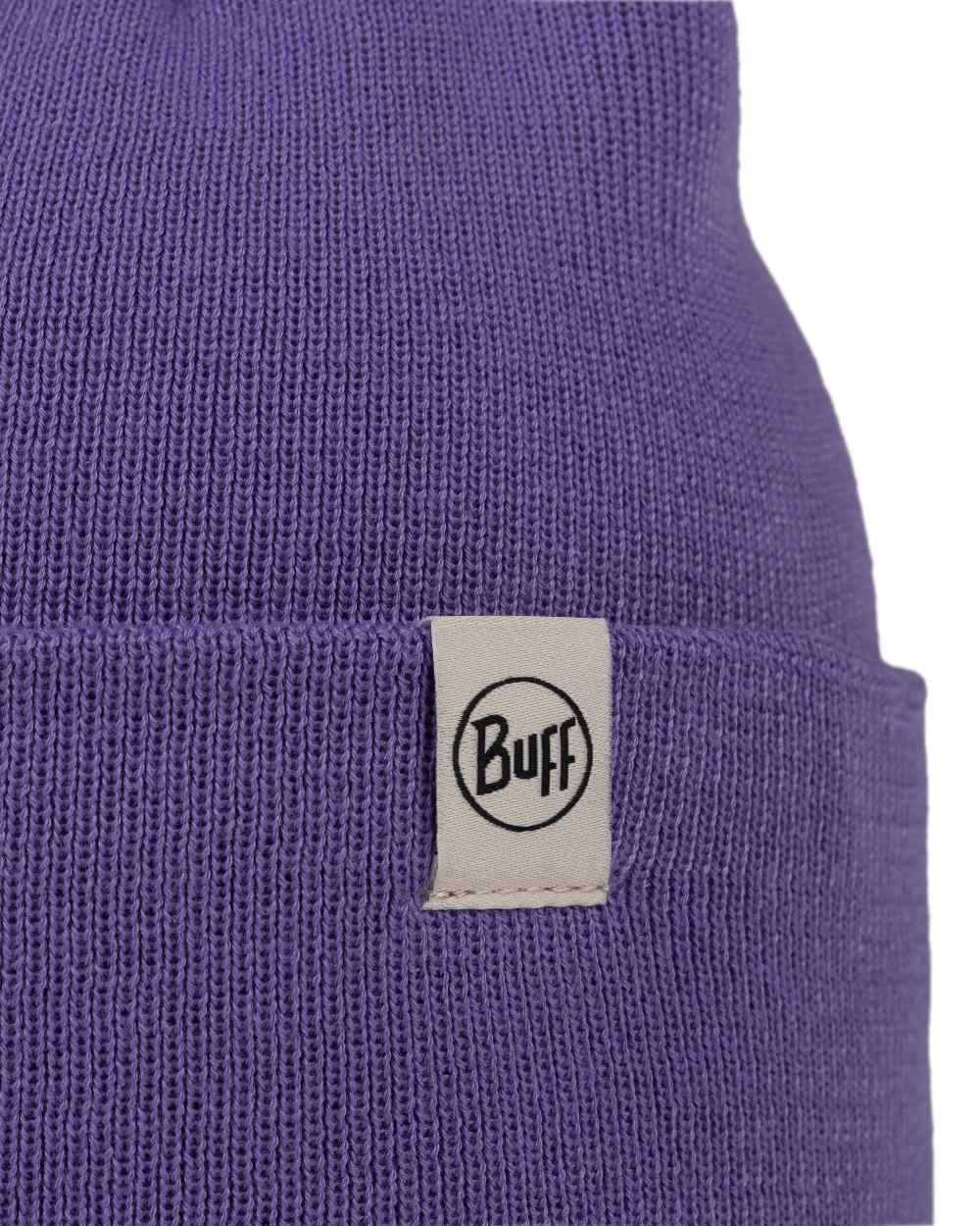 Metaverse Coloured Buff Linon Knitted Beanie on white background 