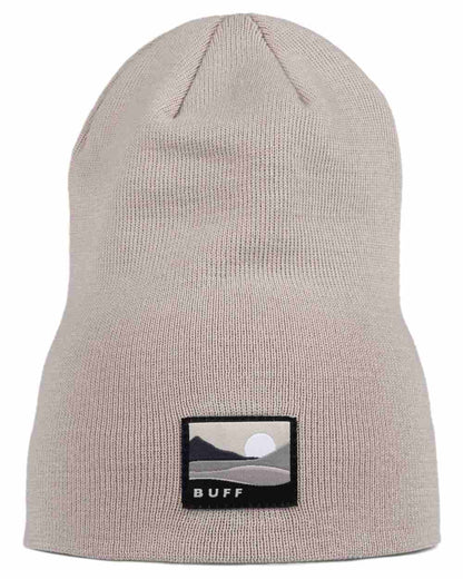 Birch Grey Coloured Buff Lilon Knitted Long Beanie on white background 