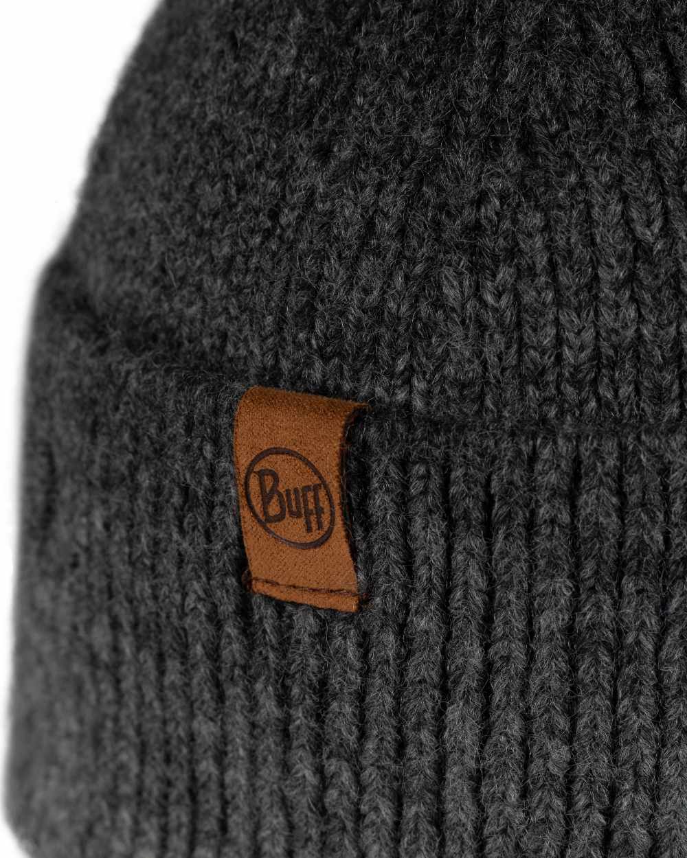Graphite Coloured Buff Knitted Marin Beanie on white background 