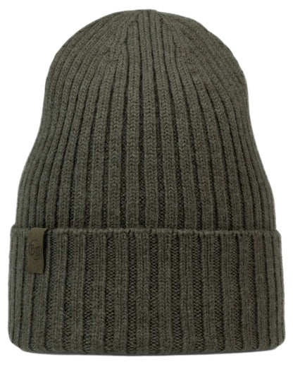 Bark Coloured Buff Knitted Norval Beanie on white background 