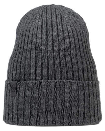Heather Grey Coloured Buff Knitted Norval Beanie on white background 
