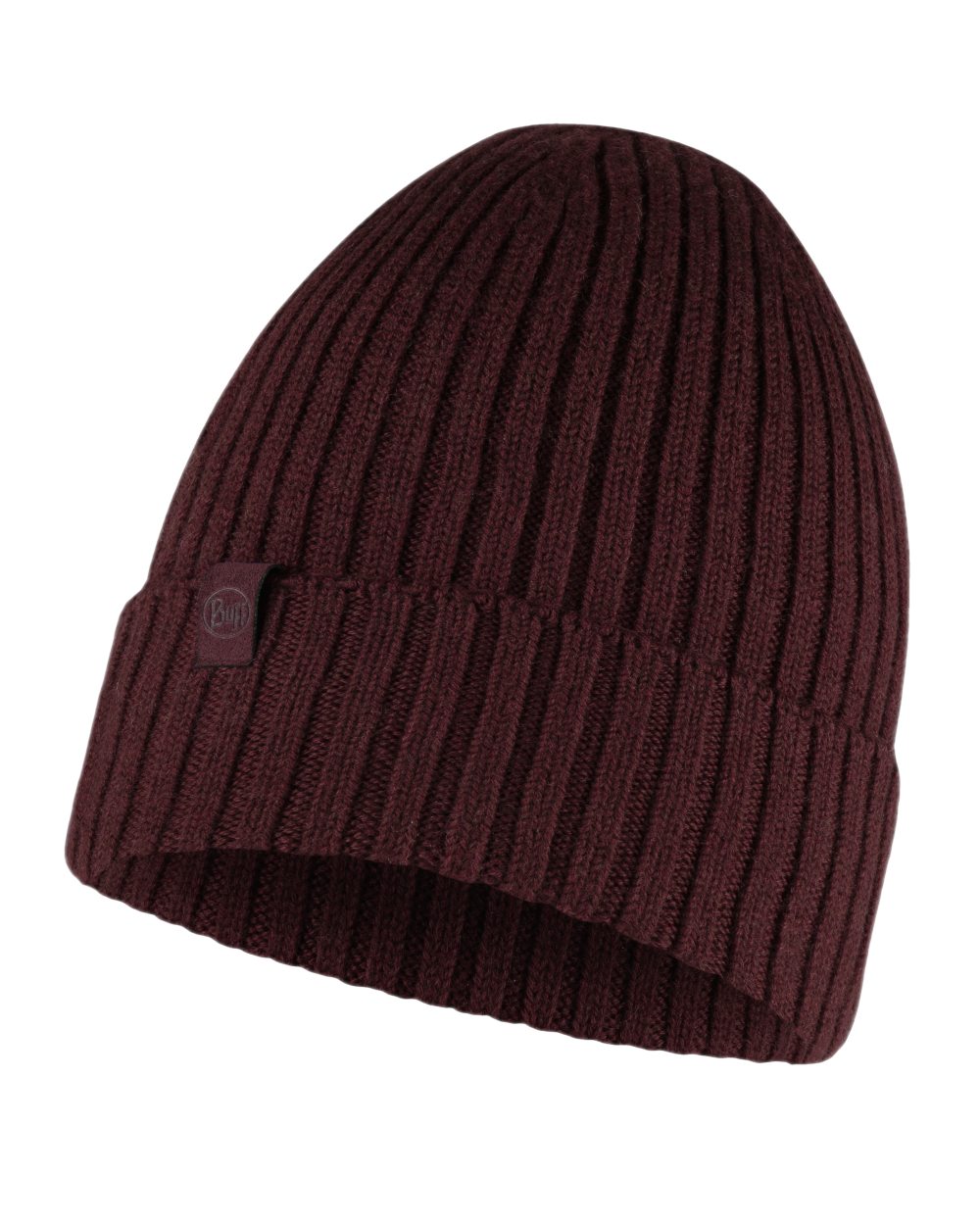 Maroon Coloured Buff Knitted Norval Beanie on white background 