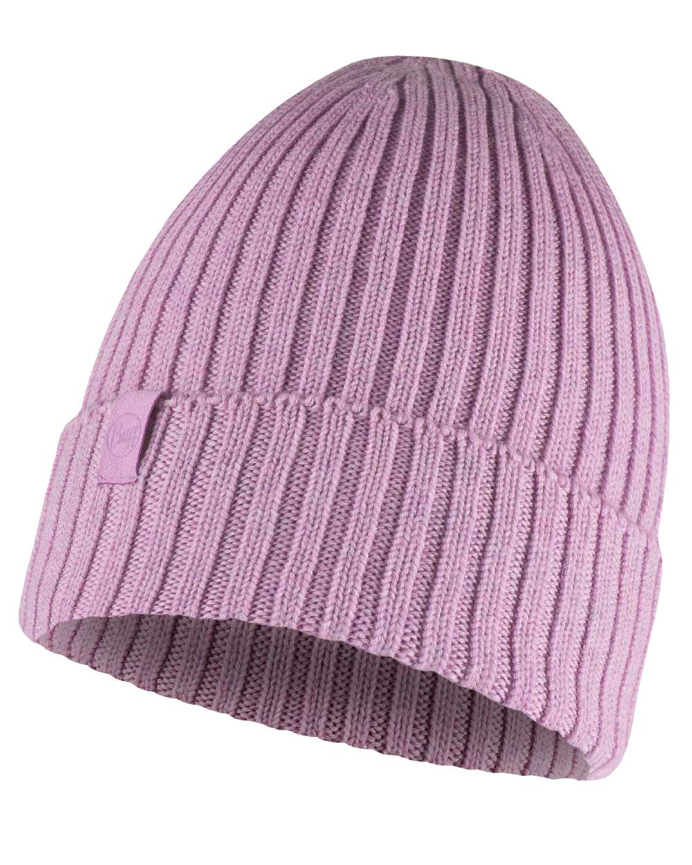 Pansy Coloured Buff Knitted Norval Beanie on white background 