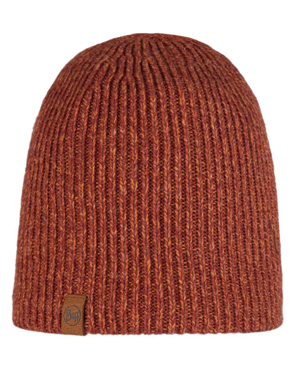 Cinnamon Coloured Buff Knitted Polar Beanie on white background 