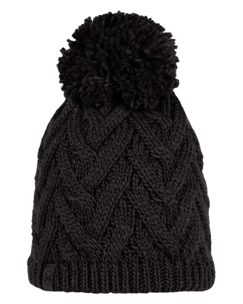 Graphite Coloured Buff Caryn Knitted &amp; Fleece Beanie on white background 