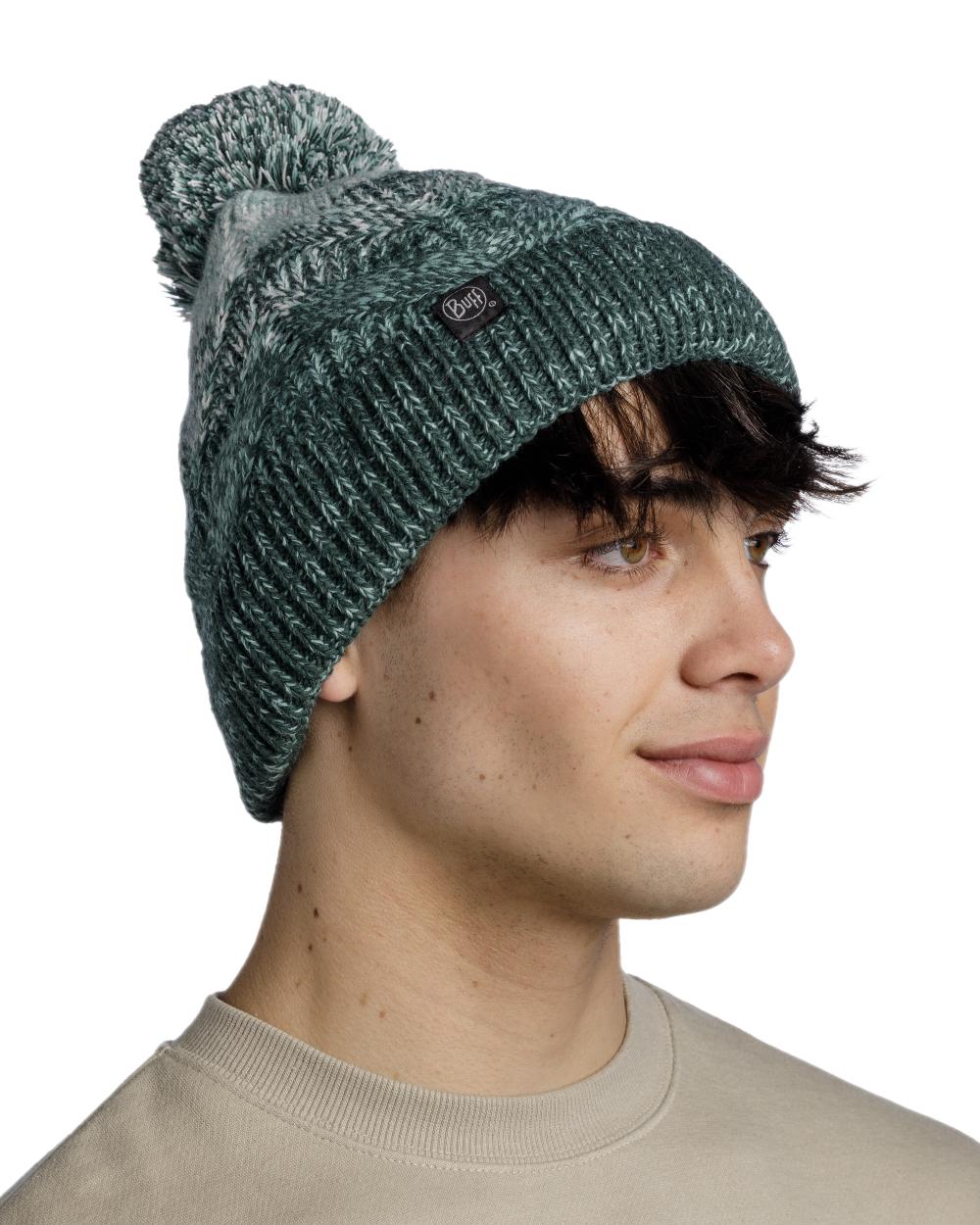 Silversage Coloured Buff Masha Knitted &amp; Fleece Beanie on white background 