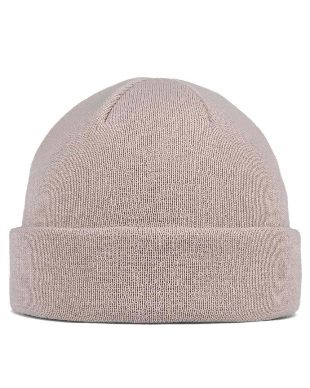 Birch Grey Coloured Buff Lilon Fisherman Knitted Beanie on white background 