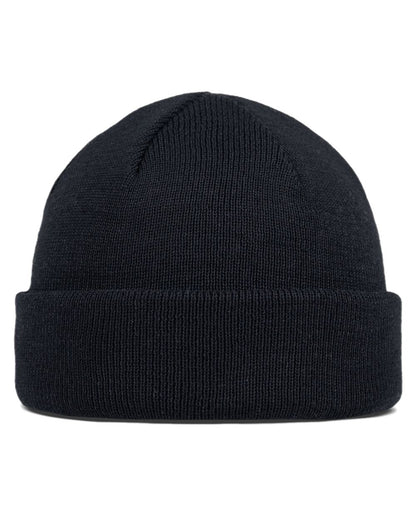 Black Coloured Buff Lilon Fisherman Knitted Beanie on white background 