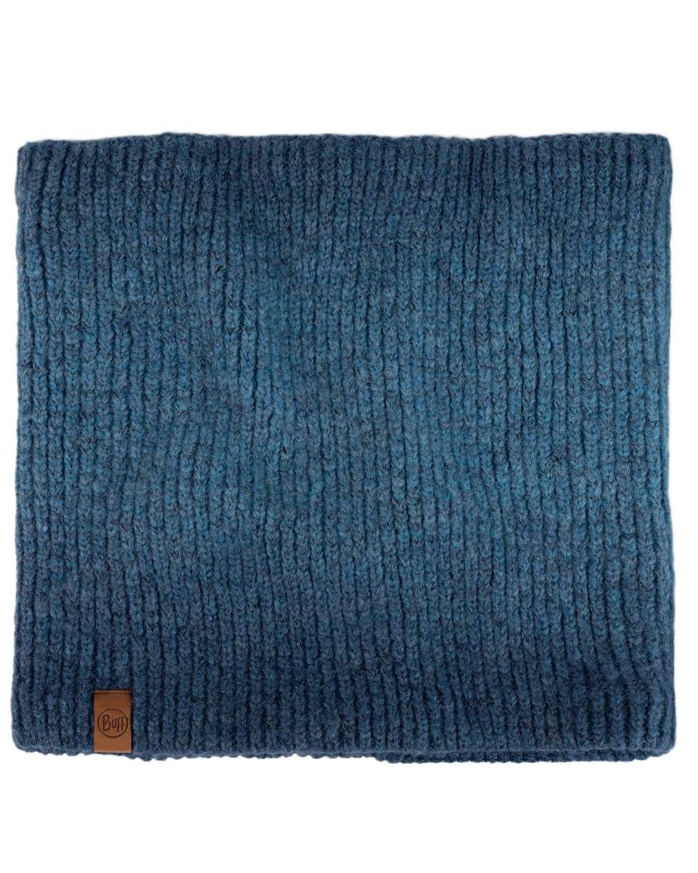 Denim Coloured Buff Marin Knitted &amp; Polar Neck Warmer on white background 