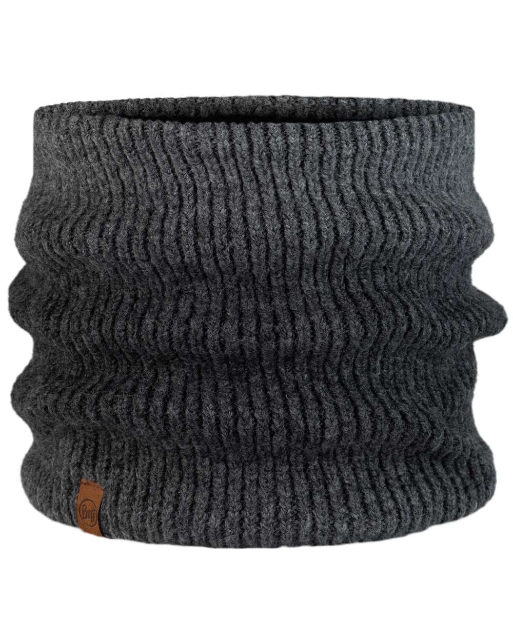 Graphite Coloured Buff Marin Knitted &amp; Polar Neck Warmer on white background 