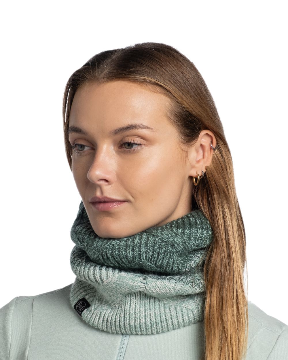 Silversage Coloured Buff Masha Knitted &amp; Polar Neck Warmer on white background 