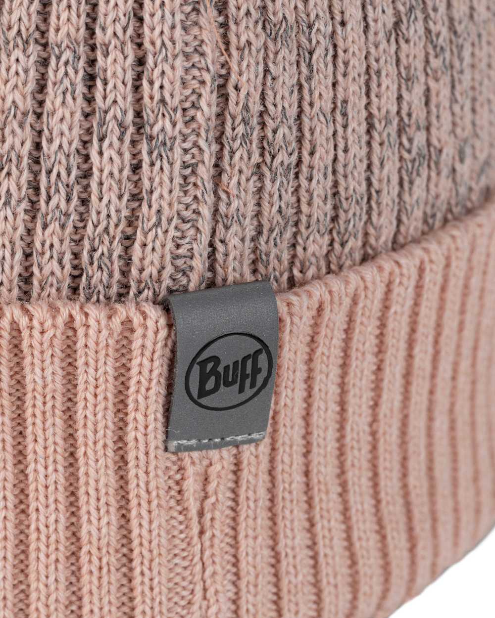 Pale Pink Coloured Buff Merino Active Beanie on white background 