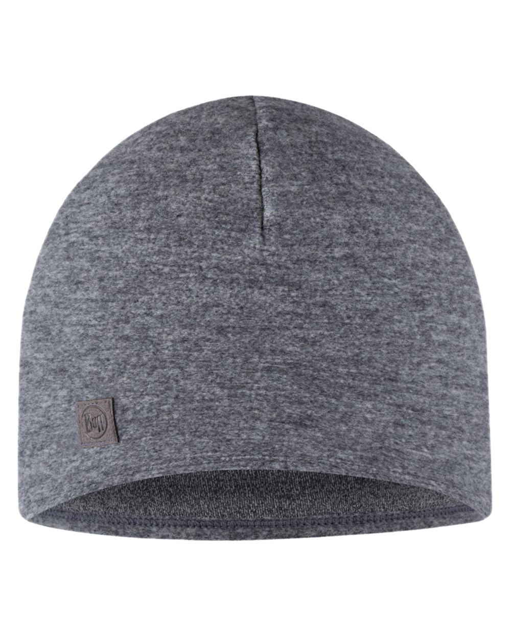 Grey Coloured Buff Merino Fleece Beanie on white background 