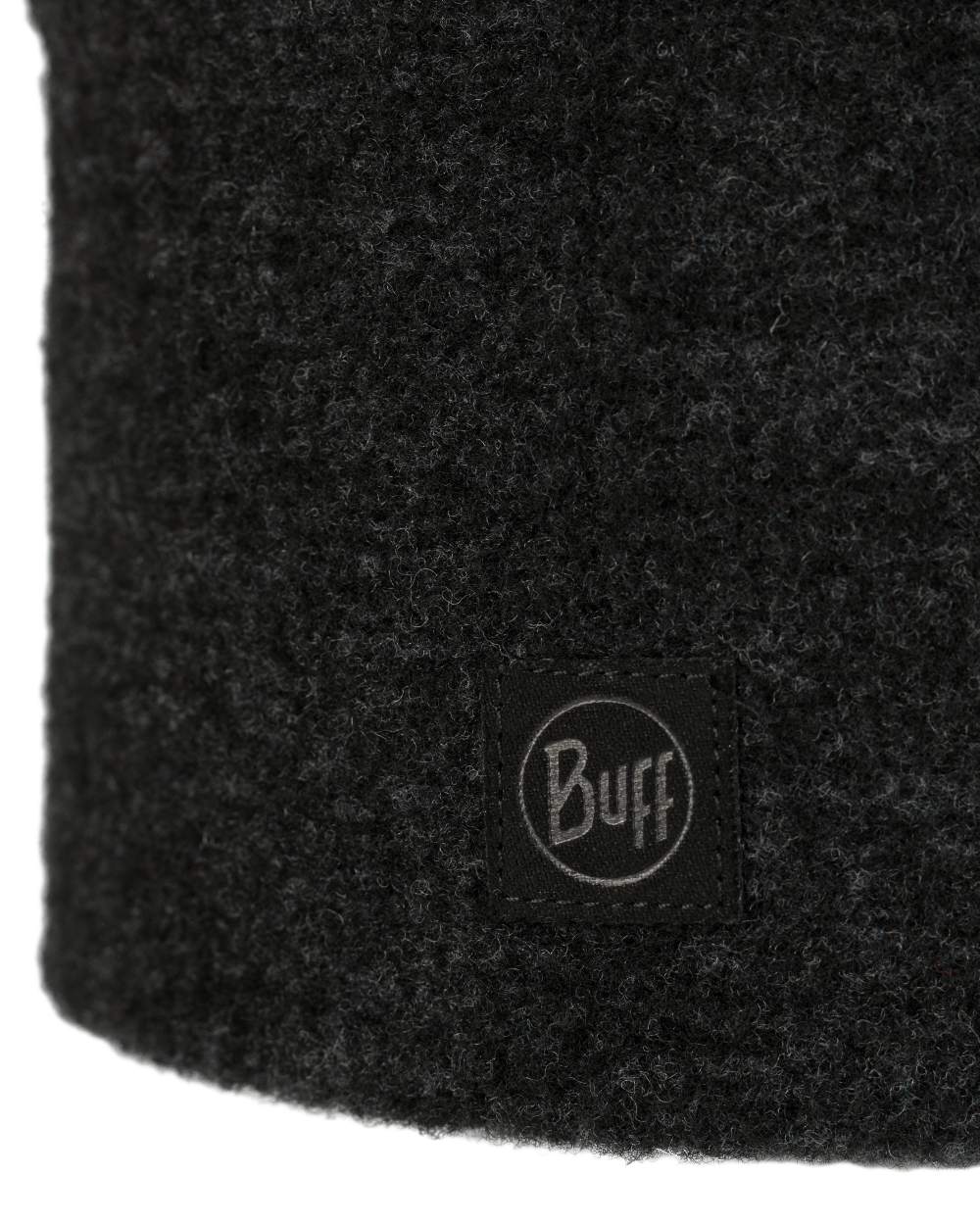 Black Coloured Buff Merino Fleece Headband on white background 