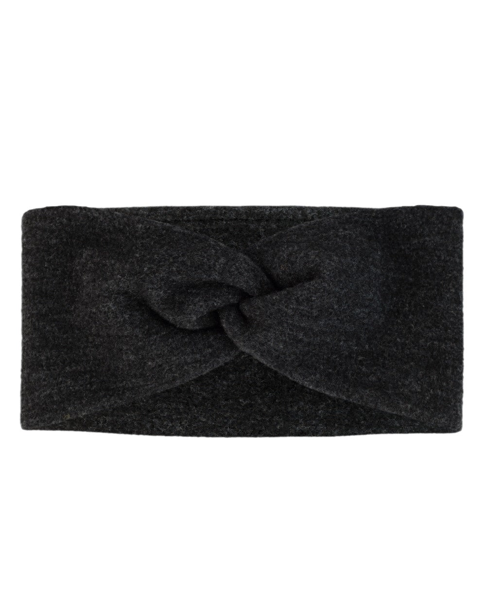 Black Coloured Buff Merino Fleece Headband on white background 