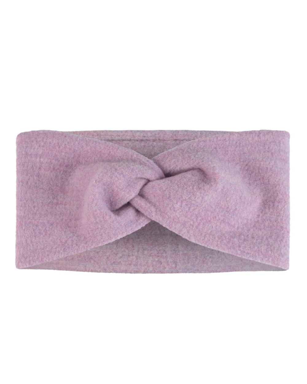 Lilac Sand Coloured Buff Merino Fleece Headband on white background 
