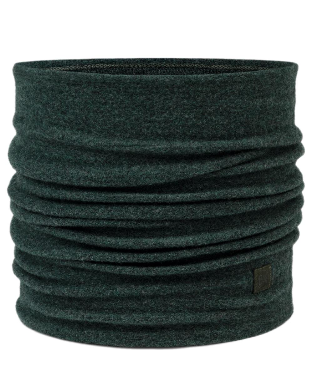 Forest Coloured Buff Merino Fleece Neck Warmer on white background 