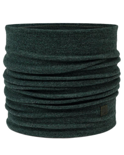 Forest Coloured Buff Merino Fleece Neck Warmer on white background 