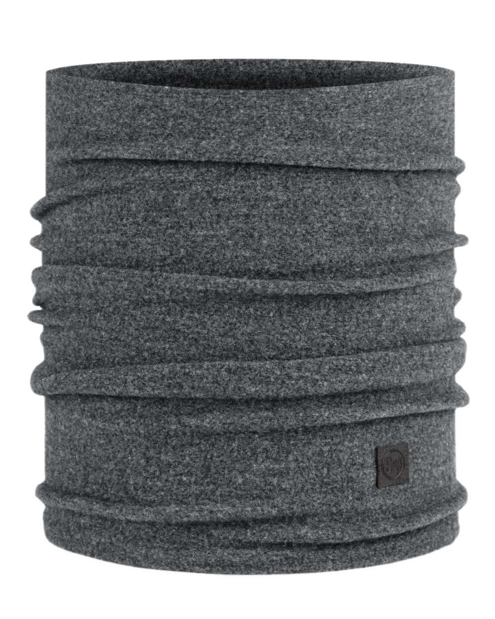 Grey Coloured Buff Merino Fleece Neck Warmer on white background 