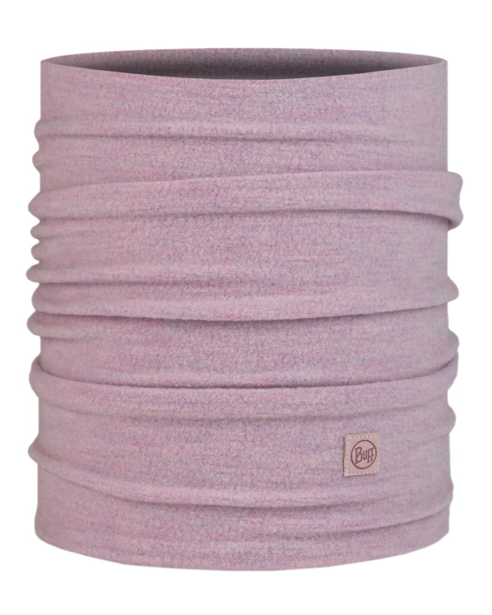 Lilac Sand Coloured Buff Merino Fleece Neck Warmer on white background 