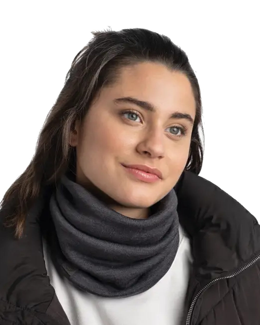 Grey Coloured Buff Merino Heavyweight Neck Warmer on white background 