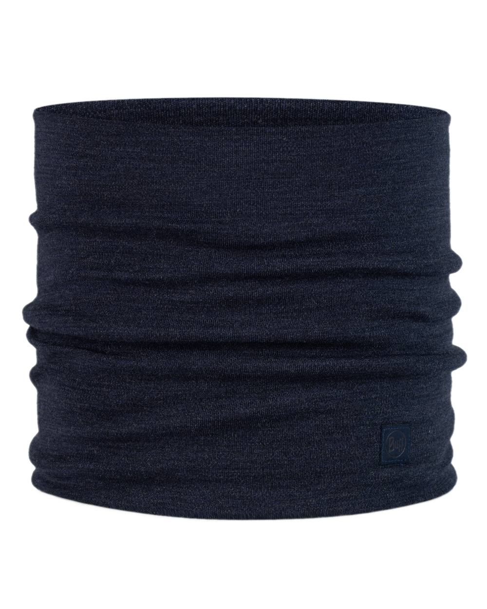 Indigo Coloured Buff Merino Heavyweight Neck Warmer on white background 