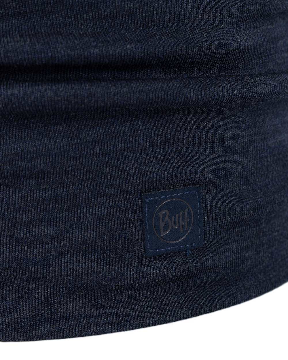 Indigo Coloured Buff Merino Heavyweight Neck Warmer on white background 