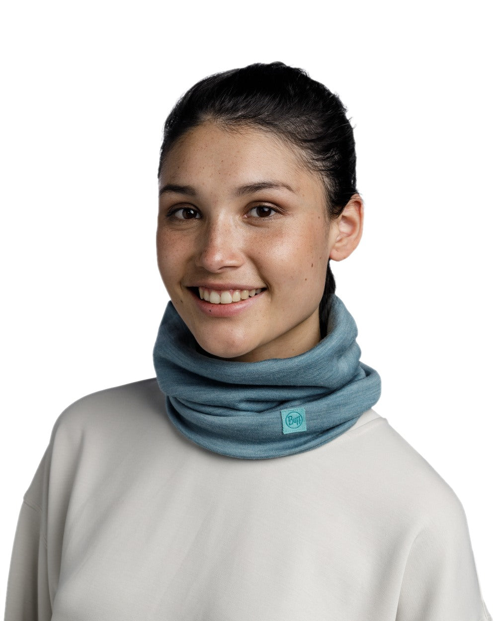 Pool Coloured Buff Merino Heavyweight Neck Warmer on white background 