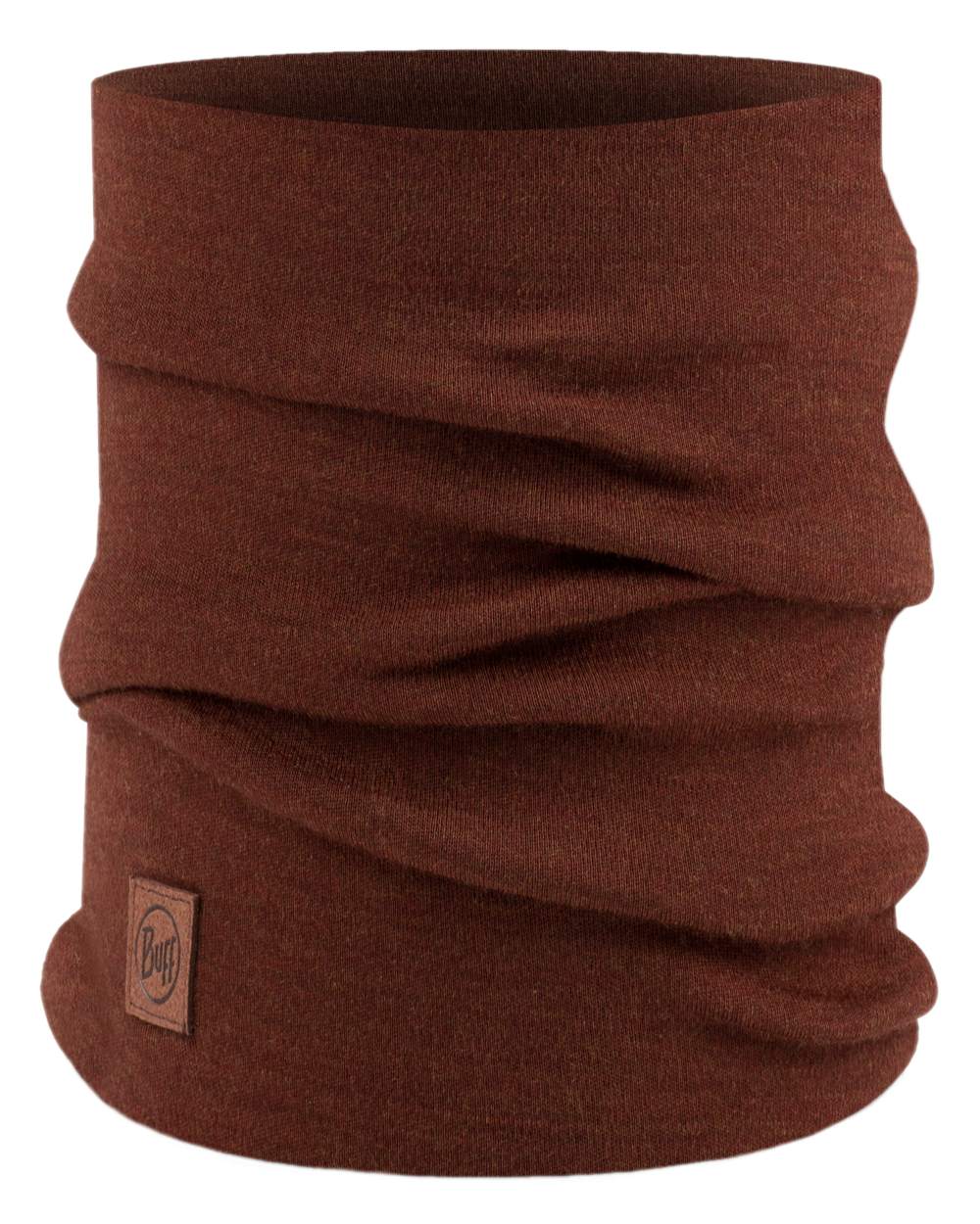 Sienna Coloured Buff Merino Heavyweight Neck Warmer on white background 