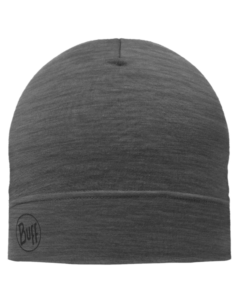 Grey Coloured Buff Merino Lightweight Beanie on white background 