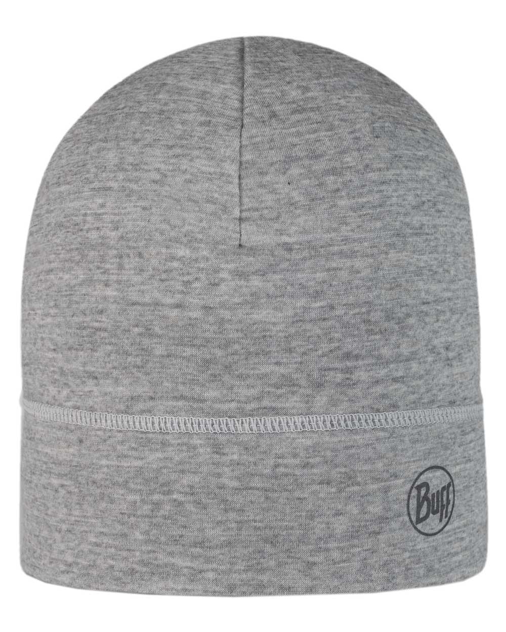 Light Grey Coloured Buff Merino Lightweight Beanie on white background 