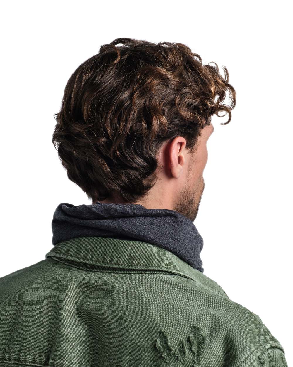 Grey Coloured Buff Merino Lightweight Neck Warmer on white background 